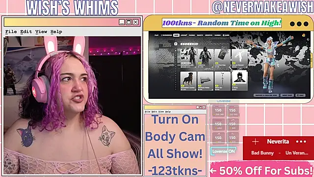 Snapshot of nevermakeawish chatting on 05-16-26, 10:25 nevermakeawish online show from 05-16-26, 10:25